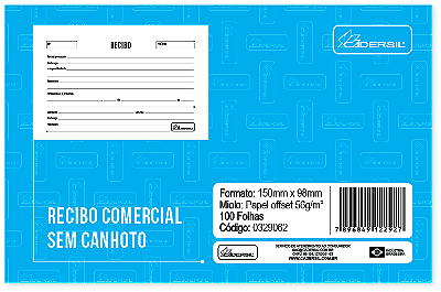 RECIBO COMERCIAL SEM CANHOTO Offset 90g 50 folhas (pacote com 10 unidades )