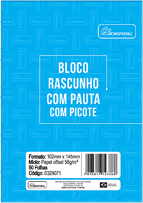 RASCUNHO COM PICOTE COM PAUTA - PEQUENO Offset 90g 50 folhas (pacote com 10 unidades )