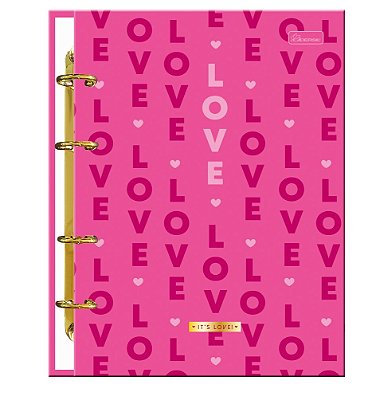 Caderno Colegial Argolado - Folhas Coloridas It's Love ILCA03