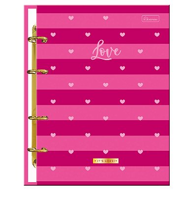 Caderno Colegial Argolado - Folhas Coloridas It's Love ILCA04