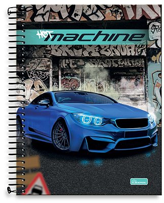 Caderno universitário 12 matérias capa dura Hot Machine HM03