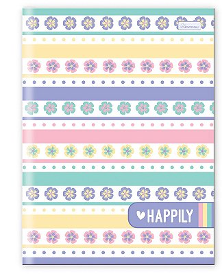 Caderno Brochura Costurado Capa Dura 1/4 Happily HPB04