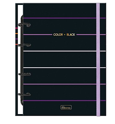 Caderno Colegial Argolado Criativo Capa dura com E Color + Black CBA03