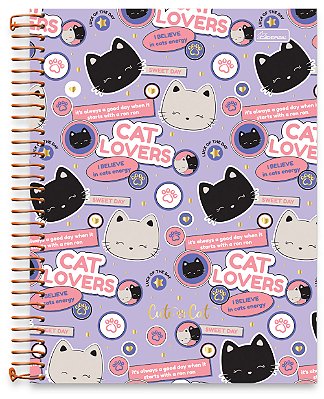 Caderno Colegial 01 Matéria Capa Dura Cute Cat CC03