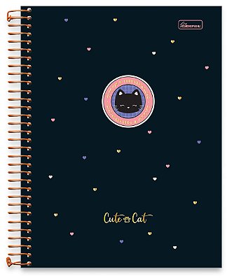 Caderno Colegial 15 Matérias Capa Dura Cute Cat CC01