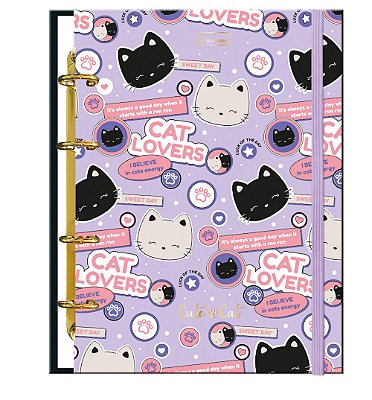 Caderno Colegial Argolado Criativo Capa dura Cute Cat CCCAC03