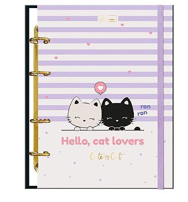 Caderno Colegial Argolado Criativo Capa dura Cute Cat CCCAC04