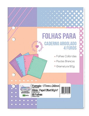 Refil Caderno Colegial Argolado – Folhas colorid Refis FPCR01