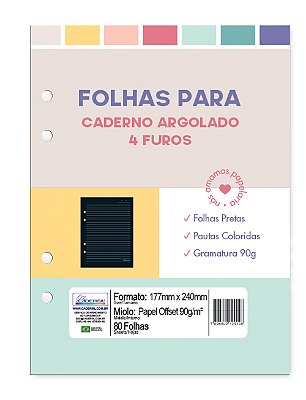 Refil Caderno Colegial Argolado – Folhas colorid Refis FPCR02