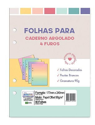 Refil Caderno Colegial Argolado – Folhas colorid Refis FPCR03