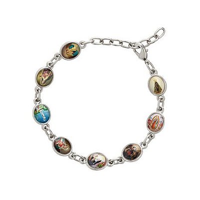 Pulseira com medalhas de Santas