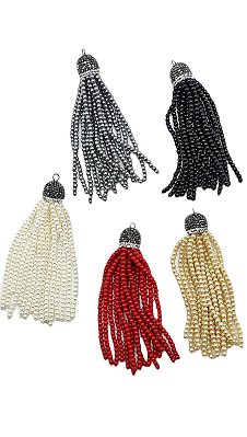 Tassel pérola shell com strass 10cm