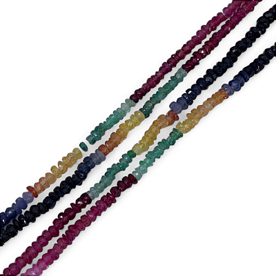Mix Rubi Esmeralda Citrino Safira Micro Rondel Facetado 3mm