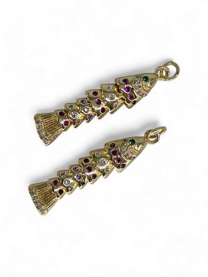 Pingente Peixe Articulado Dourado