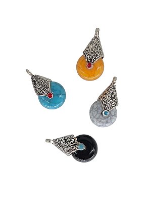 Pingente Tibetano/Nepal Resina Redondo