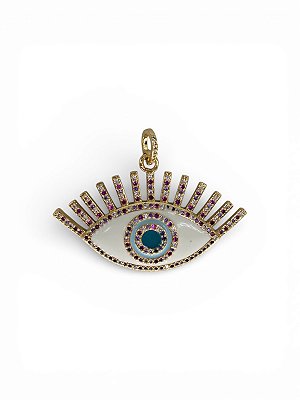 Pingente Olho Esmaltado com Zircônia Colorida