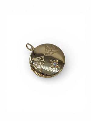 Pingente Relicário Pássaros Dourado