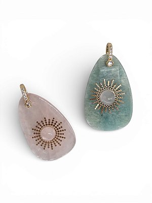 Pingente Plaquinha em Pedra Natural