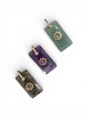 Pingente Retangular Pedra Natural