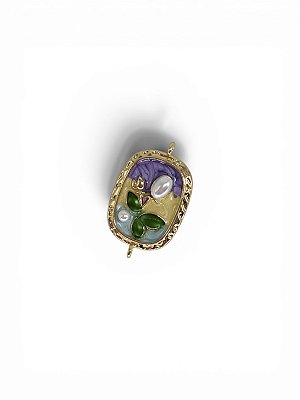 Entremeio Flor Com Pérola Esmaltado Retangular