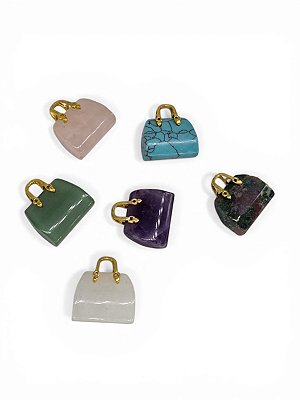 Pingente Bolsa Pedra Natural