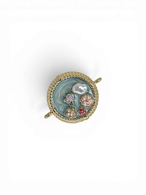 Entremeio Flores Esmaltado Redondo