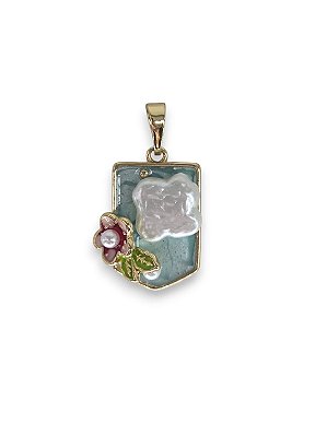 Pingente Flor com Pérola Esmaltado