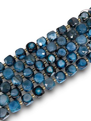 Ágata Azul Mesclada Cubo Facetado