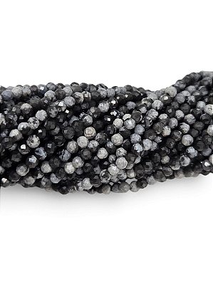 Obsidiana Floco de Neve Micro Esfera Facetada 2mm