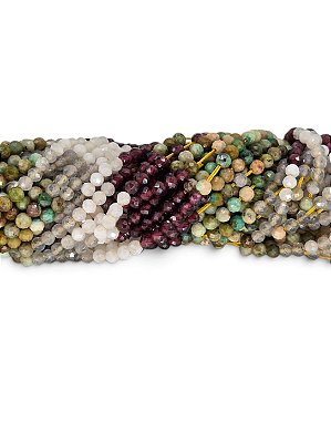 Mix de Pedras Naturais Micro Esfera Facetada 3mm