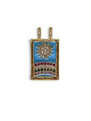 Pingente Esotérico Tarot O Sol Esmaltado Micro Zircônias