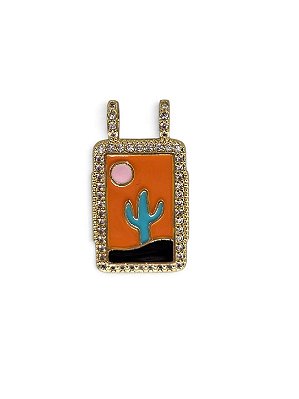 Pingente Cacto Esmaltado Micro Zircônias
