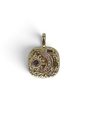 Pingente Medalha Lua e Sol