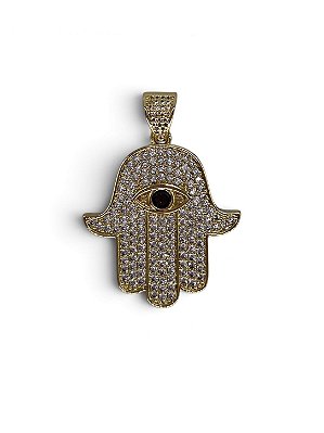 Pingente Mão de Fátima Cravejado Micro Zircônia