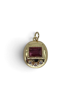 Pingente Redondo Dourado com Zircônias