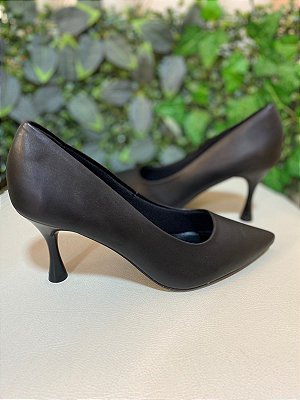 Scarpin Kardashian Salto Fino Preto e Bege