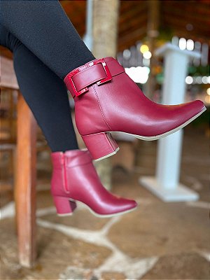 Bota Salto Bloco Josi Vermelho Magenta