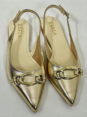 Sapatilha Slingback Dourado Angel