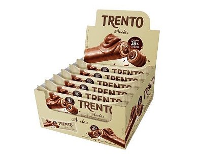 Chocolate ao leite em 38% cacau em canudos TRENTO AVELÃ - c/16un.