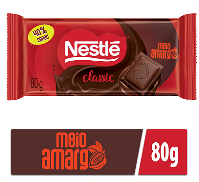Chocolate NESTLÉ Classic Meio Amargo - 80g