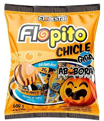 Pirulito Chiclete (Chicle) Giga FLOPITO  Abóbora 600g - c/ 24 un