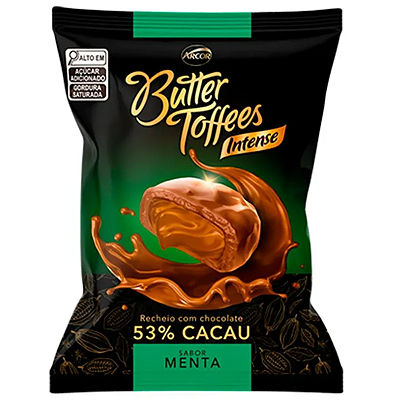 Bala BUTTER TOFFEES Intense 53% Cacau Sabor Menta - pct. 500g