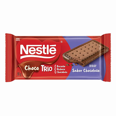 Chocolate Recheado Com Biscoito Choco Trio sabor Chocolate Nestlé - 90g