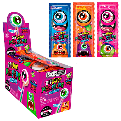 Pirulito DIPLOKO Monster + Neon 300g - c/ 15 un