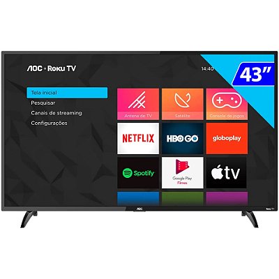 Smart TV LED 43" Full HD Wi-Fi Roku USB 43S5195 - AOC