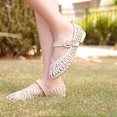 Sapatilha Tramado Manuela Off White - K Daher