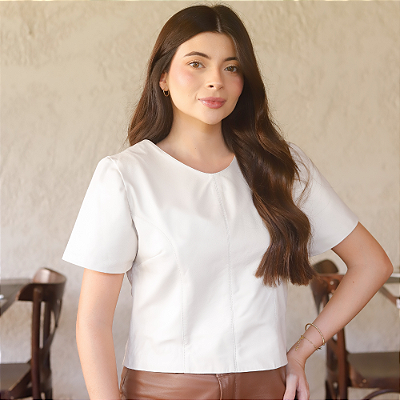 T- Shirt Couro Pelica Off White - Karine Daher