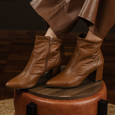 Bota Fabi Salto Bloco Caramelo - K.Daher