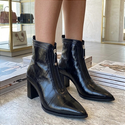 Bota Lilian Salto Bloco Preta -  K.Daher