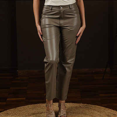 Calça Couro Pelica Skiny Zipper na Barra Fendi - Karine Daher
